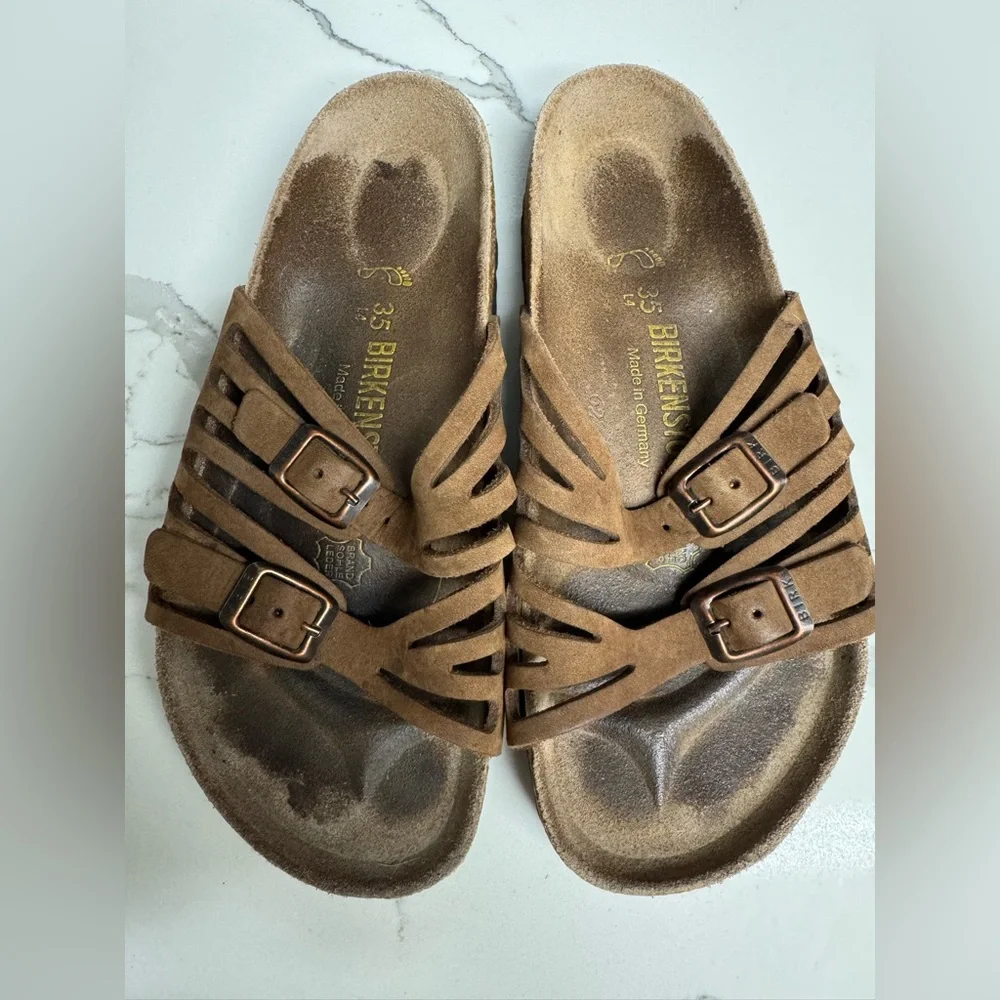 Birkenstock Tan Suede Slide Sandals - Picture 2 of 4